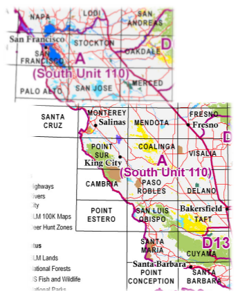 California Deer Hunt Zone (A South) A110